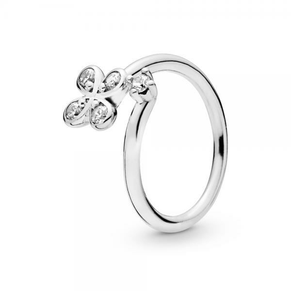Pandora ékszer Négyszirmú virág ezüst gyűrű cirkóniával 
