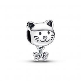 Pandora ékszer Nyakkendős cica ezüst charm 792255C01