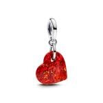 Pandora ékszer Opálfényű piros szív ezüst charm 793348C01