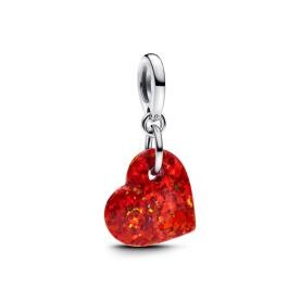 Pandora ékszer Opálfényű piros szív ezüst charm 793348C01