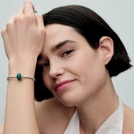 Pandora ékszer Opálfényű zöld muránói üveg ezüst charm 791691C04