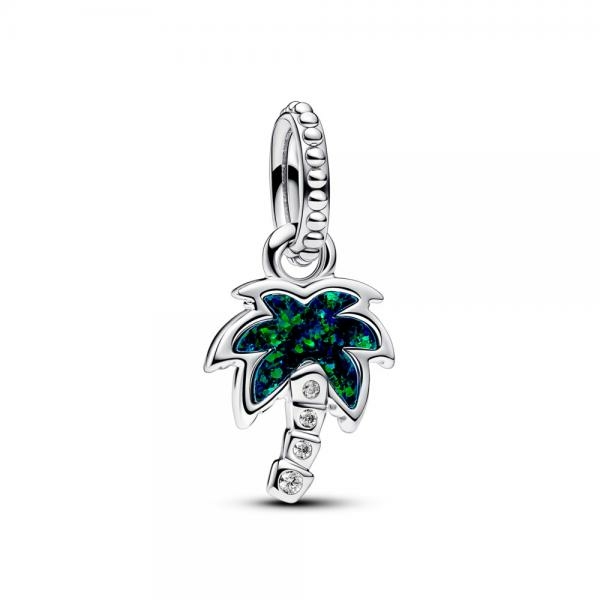 Pandora ékszer Opálfényű zöld pálmafa függő ezüst charm 793352C01