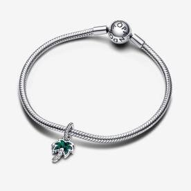 Pandora ékszer Opálfényű zöld pálmafa függő ezüst charm 793352C01