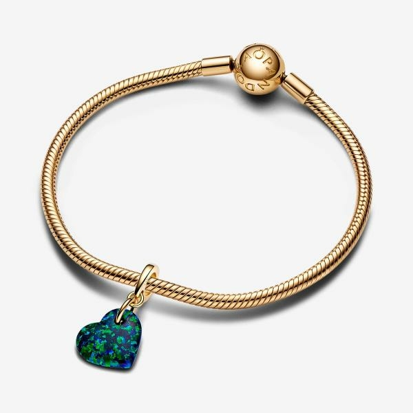 Pandora ékszer Opálfényű zöld szív shine charm 763348C01