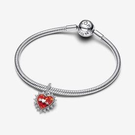 Pandora ékszer Opálos piros szív függő charm nyíllal 793667C01