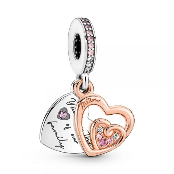 Pandora ékszer Összefonódó végtelen szívek rozé ezüst függő charm 781020C01