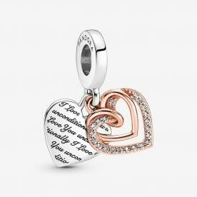 Pandora ékszer Összefonódott kéttónusú függő szív charm 781062C01