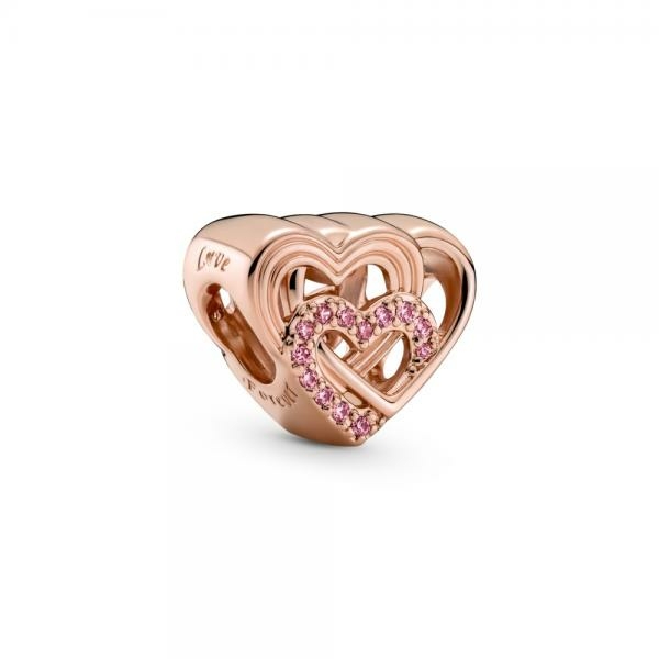 Pandora ékszer Összefonódott szerelmes szívek rozé charm 789529C01