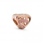 Pandora ékszer Összefonódott szerelmes szívek rozé charm 789529C01