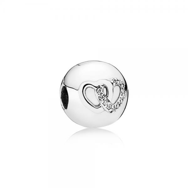 Pandora ékszer Összefonódott szívek ezüst klip cirkóniával 792150CZ