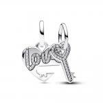 Pandora ékszer Osztható szív és kulcs dupla függő ezüst charm 793081C01
