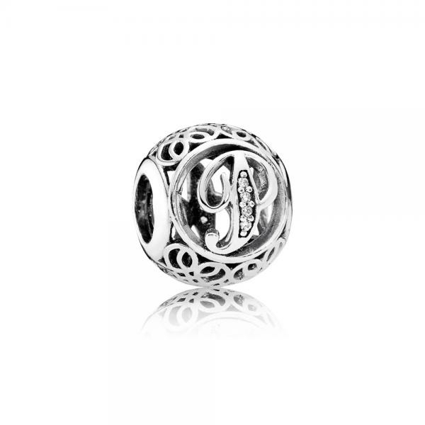Pandora ékszer P betű ezüst charm cirkóniával 791860CZ