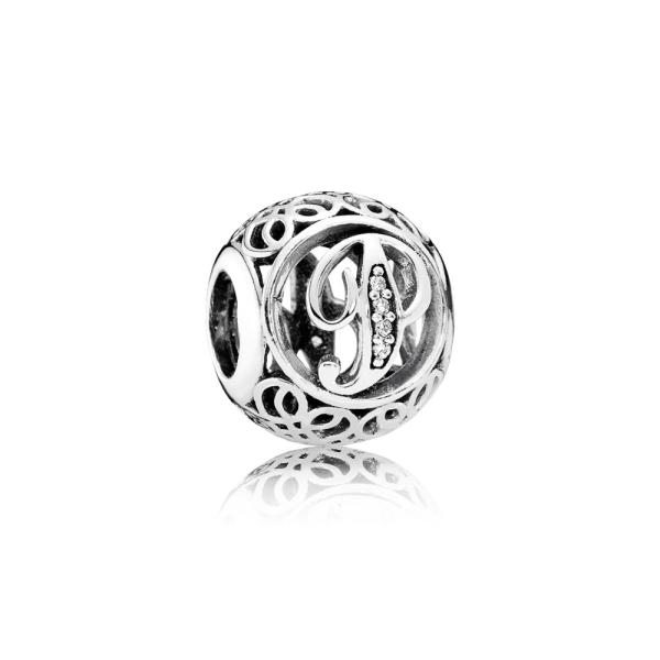 Pandora ékszer P betű ezüst charm cirkóniával 791860CZ