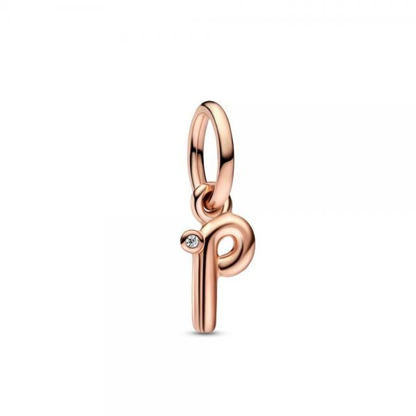 Pandora ékszer P betű rozé függő charm 782461C01