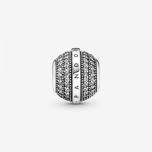 Pandora ékszer Pávé és logó ezüst charm 799489C01