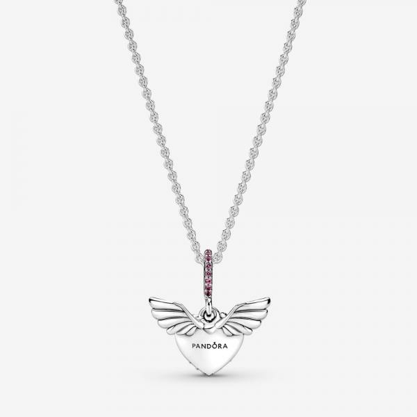 Pandora ékszer Pávé szív és anygalszárny ezüst nyaklánc 398505C02-45