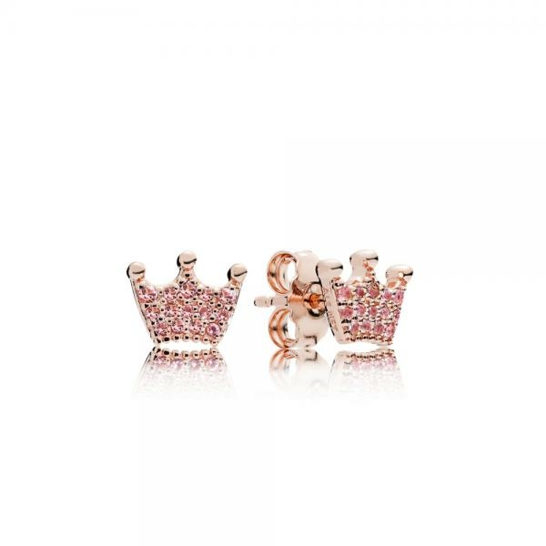 Pandora ékszer Pink bűbájos korona rozé fülbevaló 287127NPO