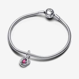 Pandora ékszer Pink örökkévalóság körök függő ezüst charm 793125C10