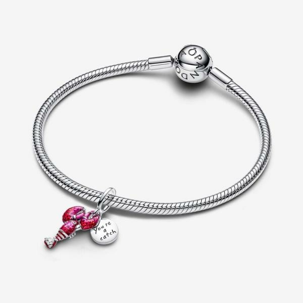 Pandora ékszer Piros homár függő ezüst charm 793676C01