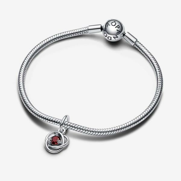 Pandora ékszer Piros örökkévalóság körök függő ezüst charm 793125C01