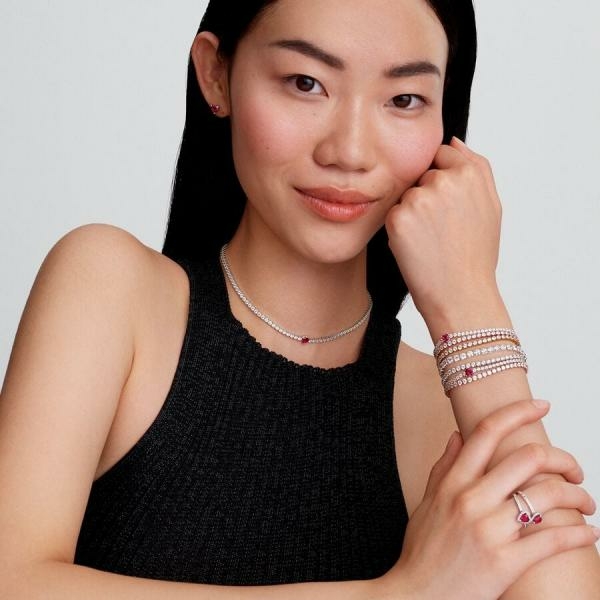 Pandora ékszer Piros szives ezüst chocker nyaklánc 393549C01-40