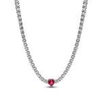 Pandora ékszer Piros szives ezüst chocker nyaklánc 393549C01-40