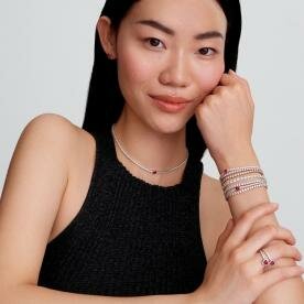 Pandora ékszer Piros szives ezüst chocker nyaklánc 393549C01-40