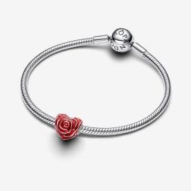 Pandora ékszer Piros tűzzománcos rózsa ezüst charm 793673C01