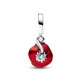 Pandora ékszer Piros virág függő ezüst charm 793917C01