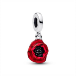 Pandora ékszer Piros virág függő ezüst charm 793917C01