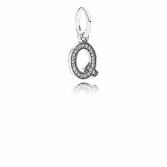 Pandora ékszer Q betű függő ezüst charm cirkóniával 791329CZ