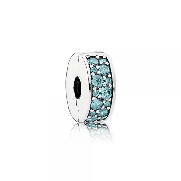 Pandora ékszer Ragyogó elegancia zöldeskék szilikonos ezüst klip 791817MCZ