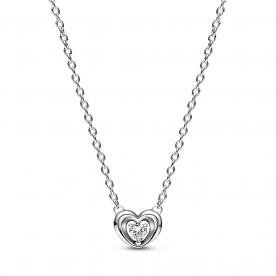 Pandora ékszer Ragyogó ezüst szív nyaklánc lebegő cirkónával 392494C01-45