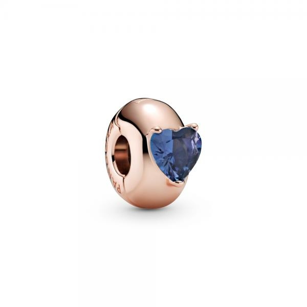 Pandora ékszer Rozé szilikonos klip kék szívvel 789203C02