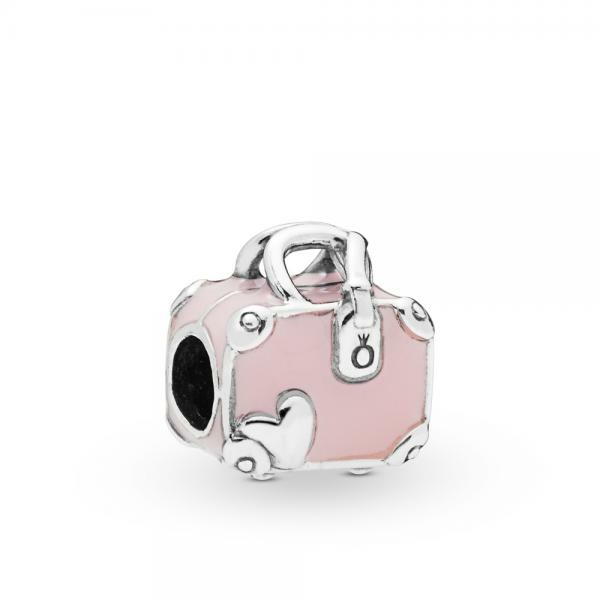 Pandora ékszer Rózsaszín bőrönd ezüst charm 798063EN124