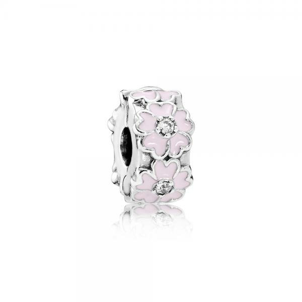 Pandora ékszer Rózsaszín kankalin ezüst klip tűzzománccal cirkóniával 791823EN68