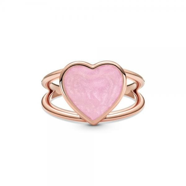 Pandora ékszer Rózsaszín örvénylő szív rozé gyűrű 