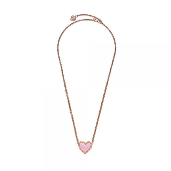 Pandora ékszer Rózsaszín örvénylő szív rozé nyaklánc 389279C01-50