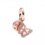 Pandora ékszer Rózsaszín pillangó idézettel rozé függő charm 782555C01