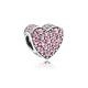 Pandora ékszer Rózsaszín ragyogó szív ezüst charm 792069PCZ