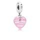 Pandora ékszer Rózsaszín szalag szív muránói üveg charm 797069