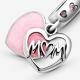 Pandora ékszer Rózsaszín szív Mom felirattal függő ezüst charm 798887C01