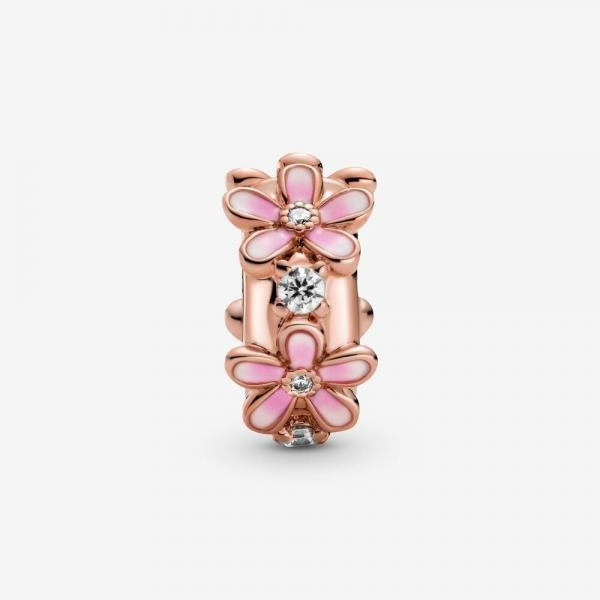 Pandora ékszer Rózsaszín virágok szilikonos rozé klip 788809C01