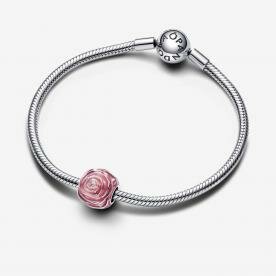 Pandora ékszer Rózsaszín virágzó rózsa ezüst charm 793212C01