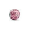 Pandora ékszer Rózsaszín virágzó rózsa ezüst charm