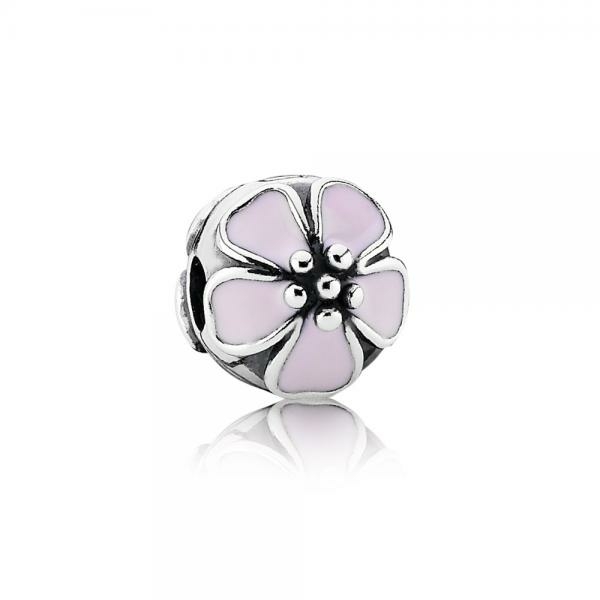 Pandora ékszer Rózsaszí­n cseresznyevirág ezüst klip tűzzománccal 791041EN40