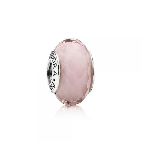 Pandora ékszer Rózsaszí­n fazettált muránói üveg ezüst charm 791068
