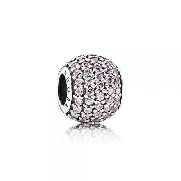 Pandora ékszer Rózsaszí­n pávé gömb ezüst charm cirkóniával 791051PCZ
