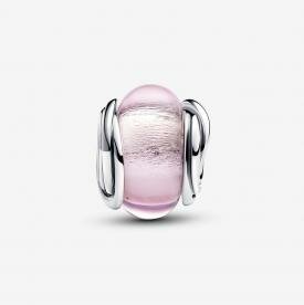 Pandora ékszer Rózsszín muránói üveg charm ezüst keretben 793241C00
