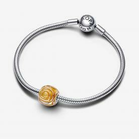 Pandora ékszer Sárga virágzó rózsa ezüst charm 793212C02